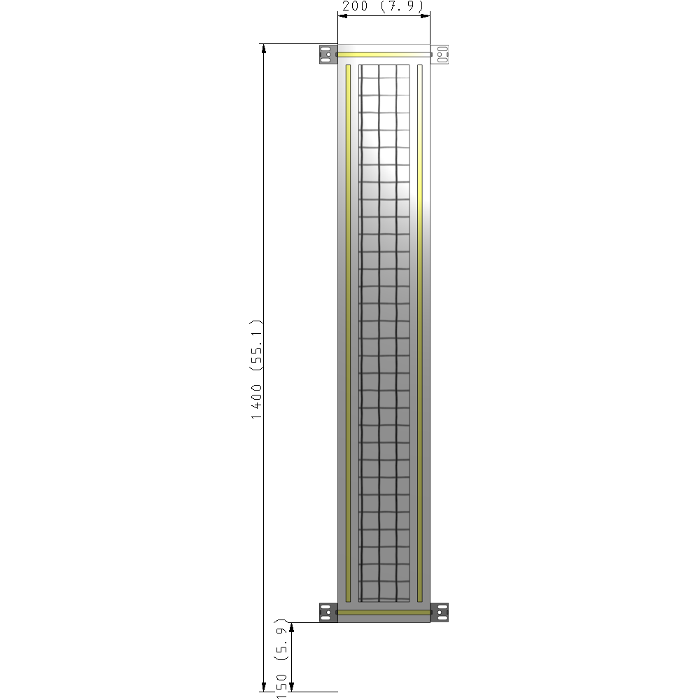 A4-1400-0200-0150-HYMZA GUARDING PANEL 1400MM TALL X 200MM WIDE 1'' MESH