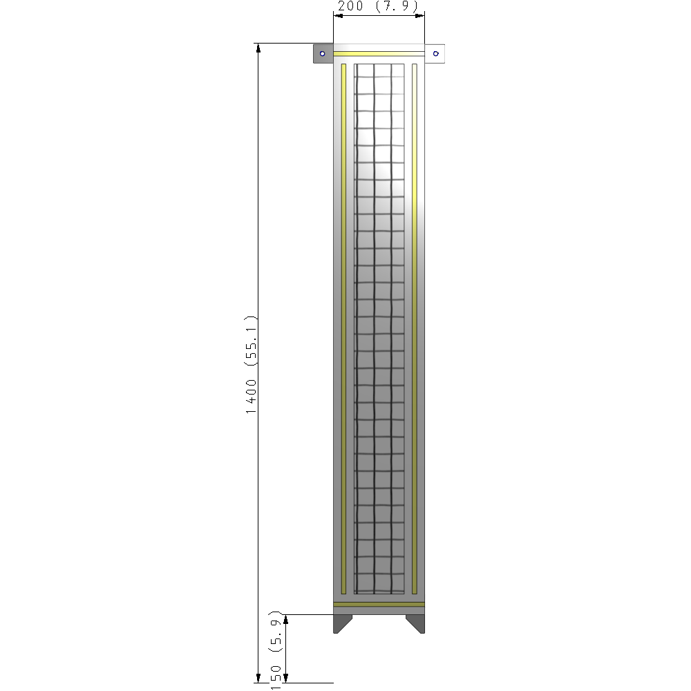 A4-1400-0200-0150-TYMZA GUARDING PANEL 1400MM TALL X 200MM WIDE 1'' MESH
