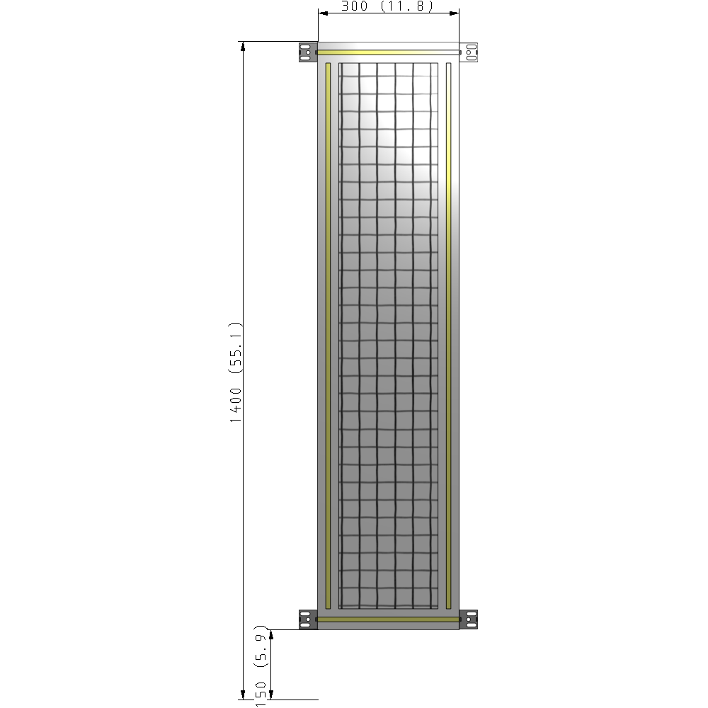 A4-1400-0300-0150-HYMZA GUARDING PANEL 1400MM TALL X 300MM WIDE 1'' MESH