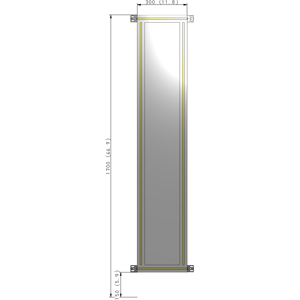 A4-1700-0300-0150-HYPZA GUARDING PANEL 1700MM TALL X 300MM WIDE 1/4'' POLYCARBONATE