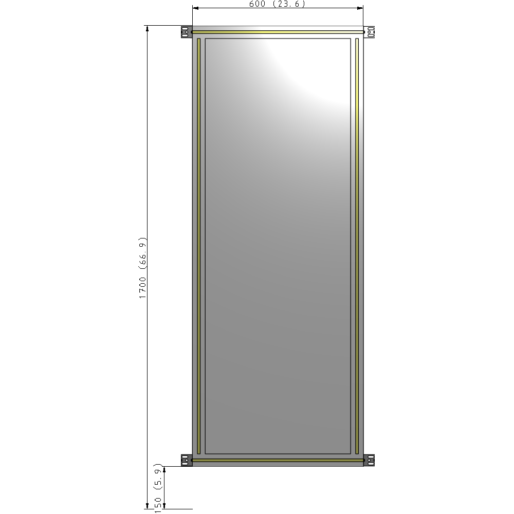 A4-1700-0600-0150-HYPZK GUARDING PANEL 1700MM TALL X 600MM WIDE 1/4'' POLYCARBONATE