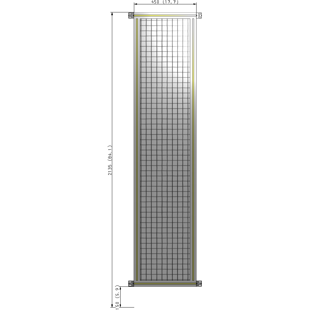 A4-2135-0450-0150-HYMZA GUARDING PANEL 2135MM TALL X 450MM WIDE 1'' MESH