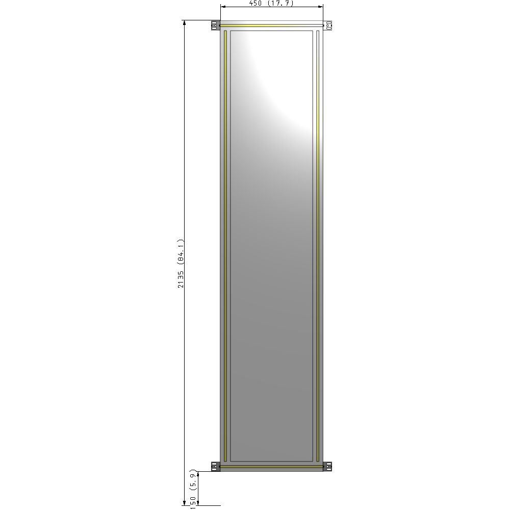 A4-2135-0450-0150-HYPZA GUARDING PANEL 2135MM TALL X 450MM WIDE 1/4'' POLYCARBONATE