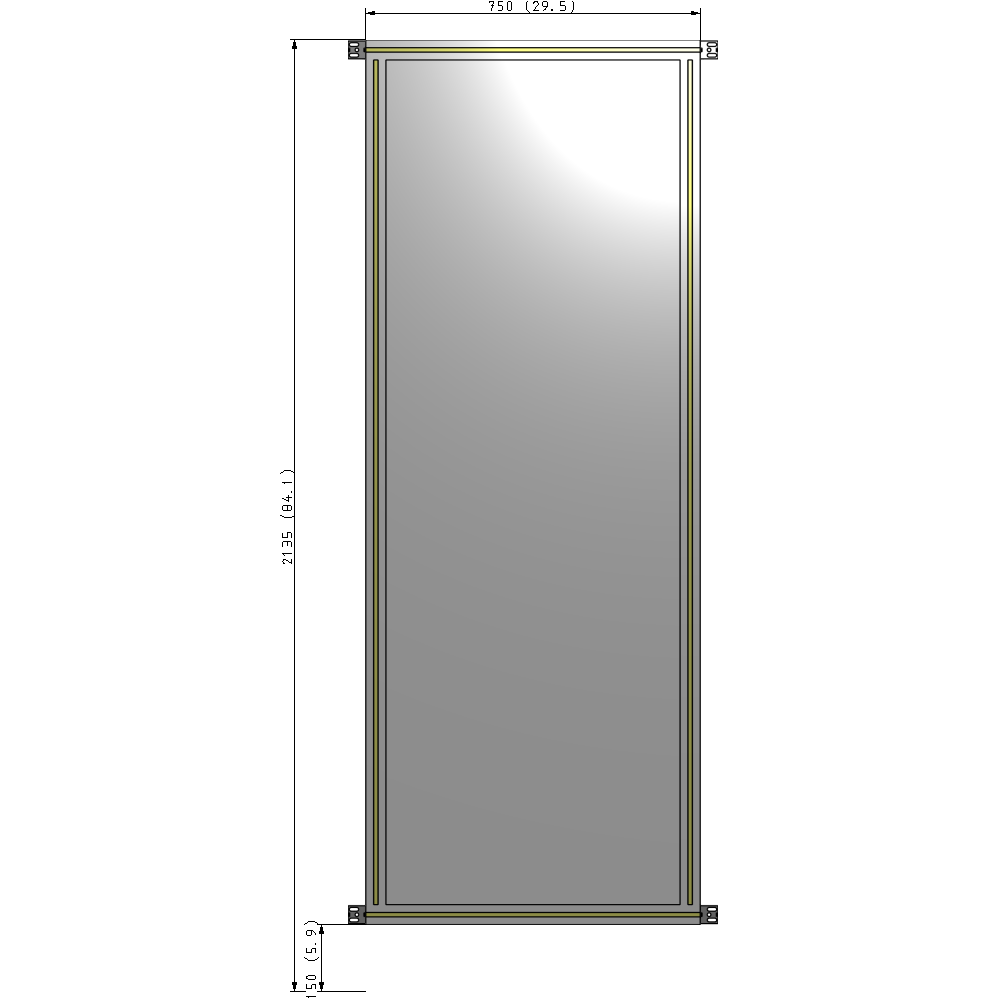 A4-2135-0750-0150-HYPZK GUARDING PANEL 2135MM TALL X 750MM WIDE 1/4'' POLYCARBONATE
