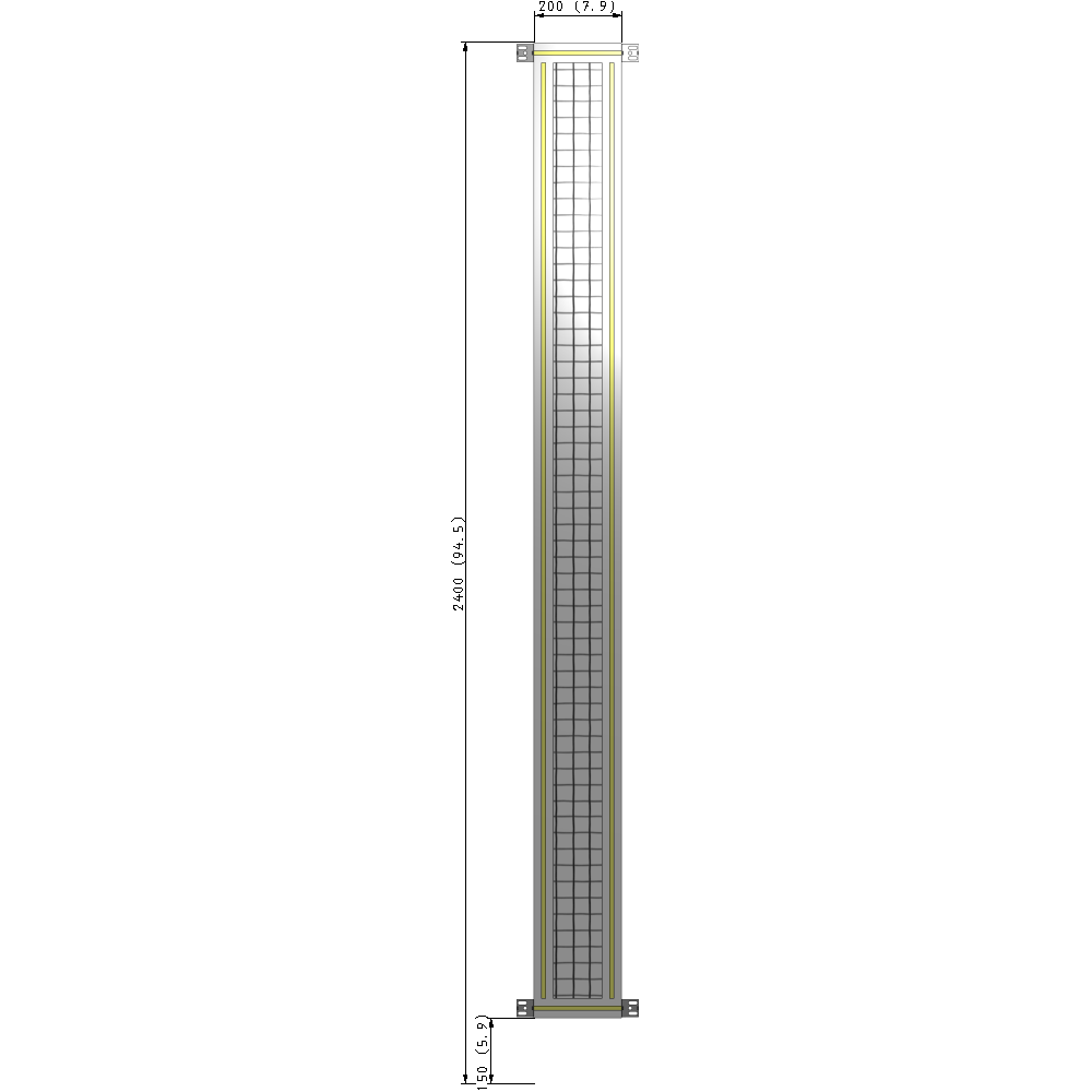 A4-2400-0200-0150-HYMZK GUARDING PANEL 2400MM TALL X 200MM WIDE 1'' MESH