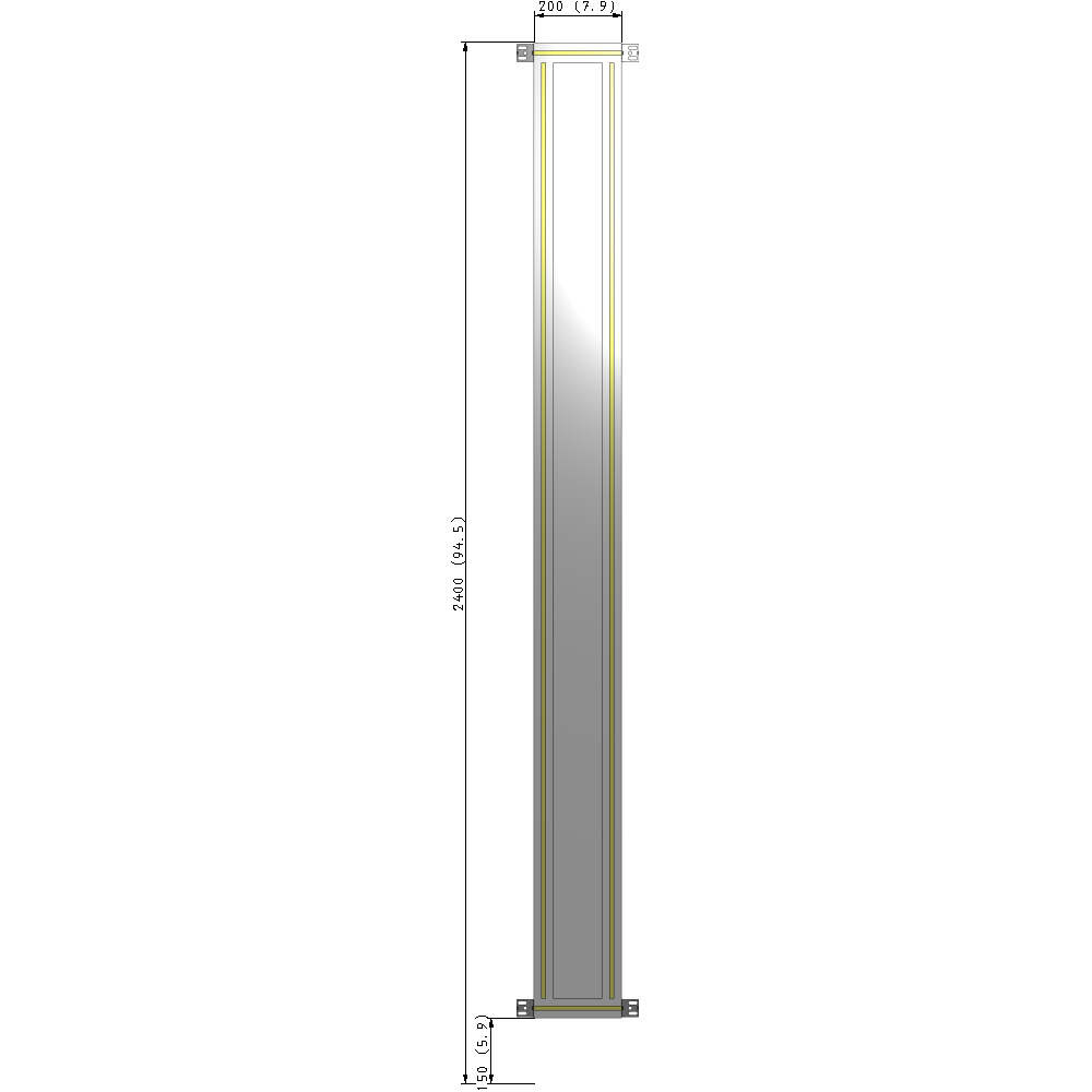A4-2400-0200-0150-HYPZA GUARDING PANEL 2400MM TALL X 200MM WIDE 1/4'' POLYCARBONATE