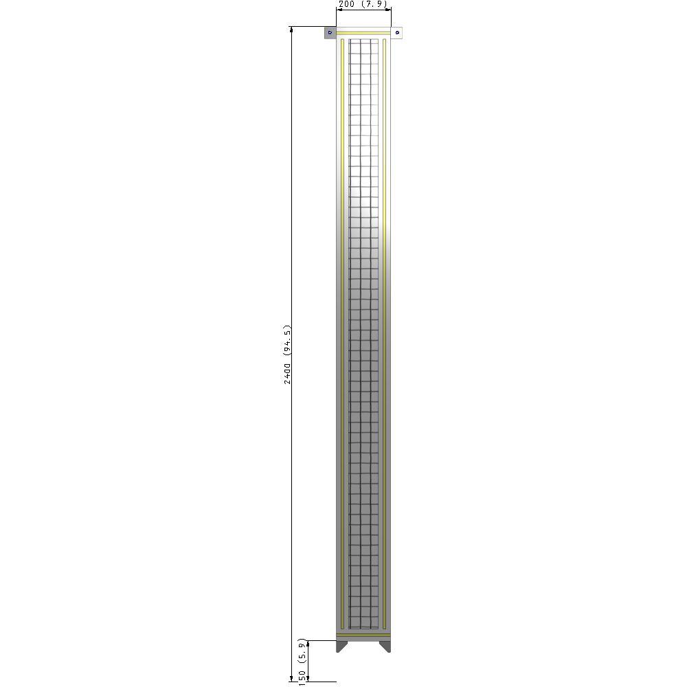 A4-2400-0200-0150-TYMZK GUARDING PANEL 2400MM TALL X 200MM WIDE 1'' MESH