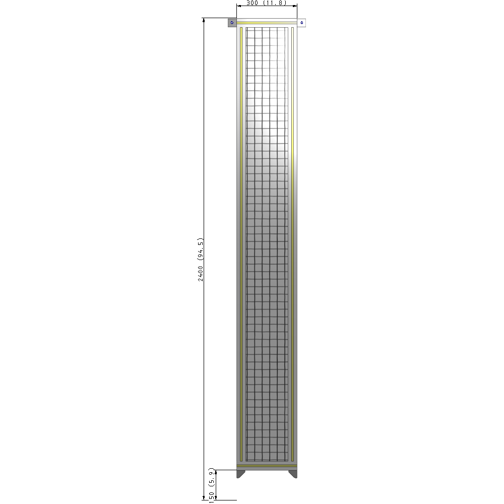 A4-2400-0300-0150-TYMZA GUARDING PANEL 2400MM TALL X 300MM WIDE 1'' MESH