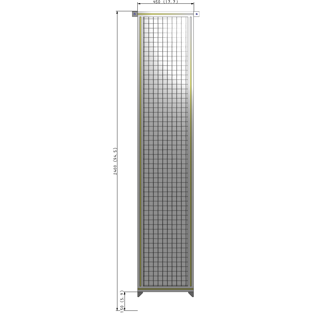 A4-2400-0450-0150-TYMZK GUARDING PANEL 2400MM TALL X 450MM WIDE 1'' MESH