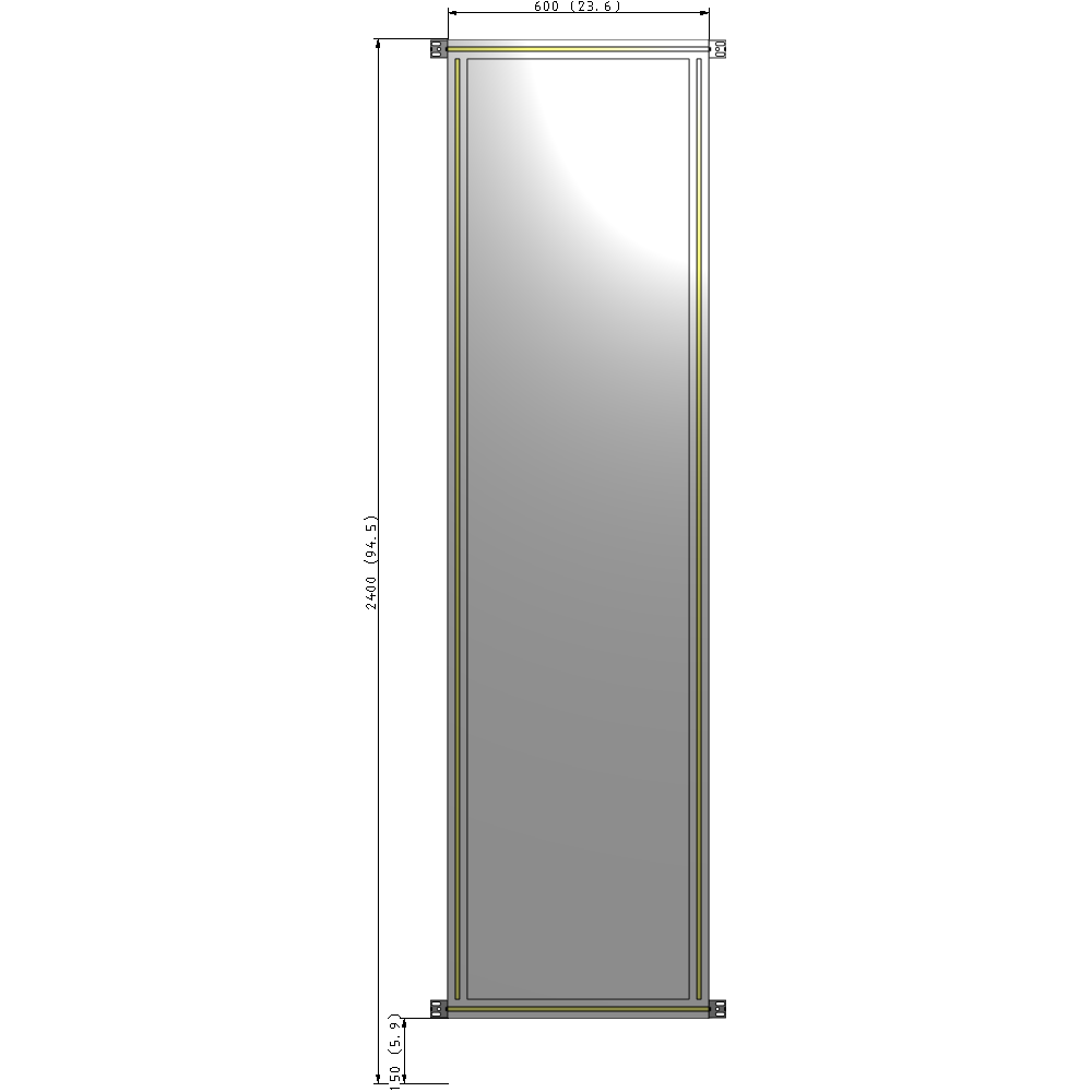A4-2400-0600-0150-HYPZA GUARDING PANEL 2400MM TALL X 600MM WIDE 1/4'' POLYCARBONATE