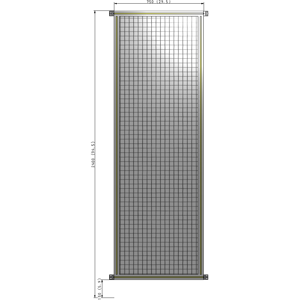 A4-2400-0750-0150-HYMZK GUARDING PANEL 2400MM TALL X 750MM WIDE 1'' MESH