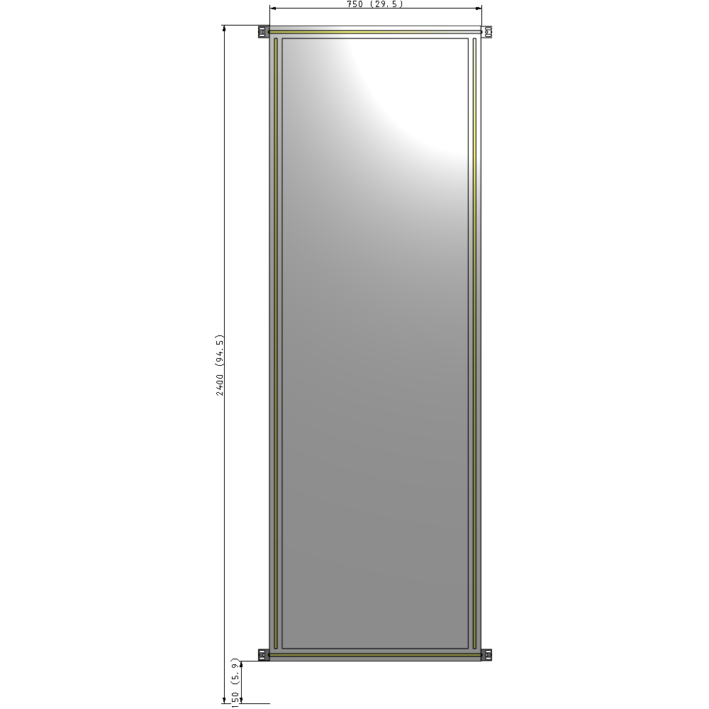 A4-2400-0750-0150-HYPZK GUARDING PANEL 2400MM TALL X 750MM WIDE 1/4'' POLYCARBONATE
