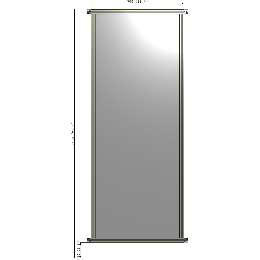 A4-2400-0900-0150-HYPZA GUARDING PANEL 2400MM TALL X 900MM WIDE 1/4'' POLYCARBONATE