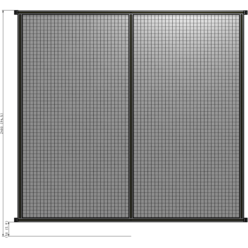 B4-2400-2400-0150-HYMZA GUARDING PANEL 2400MM TALL X 2400MM WIDE 1'' MESH