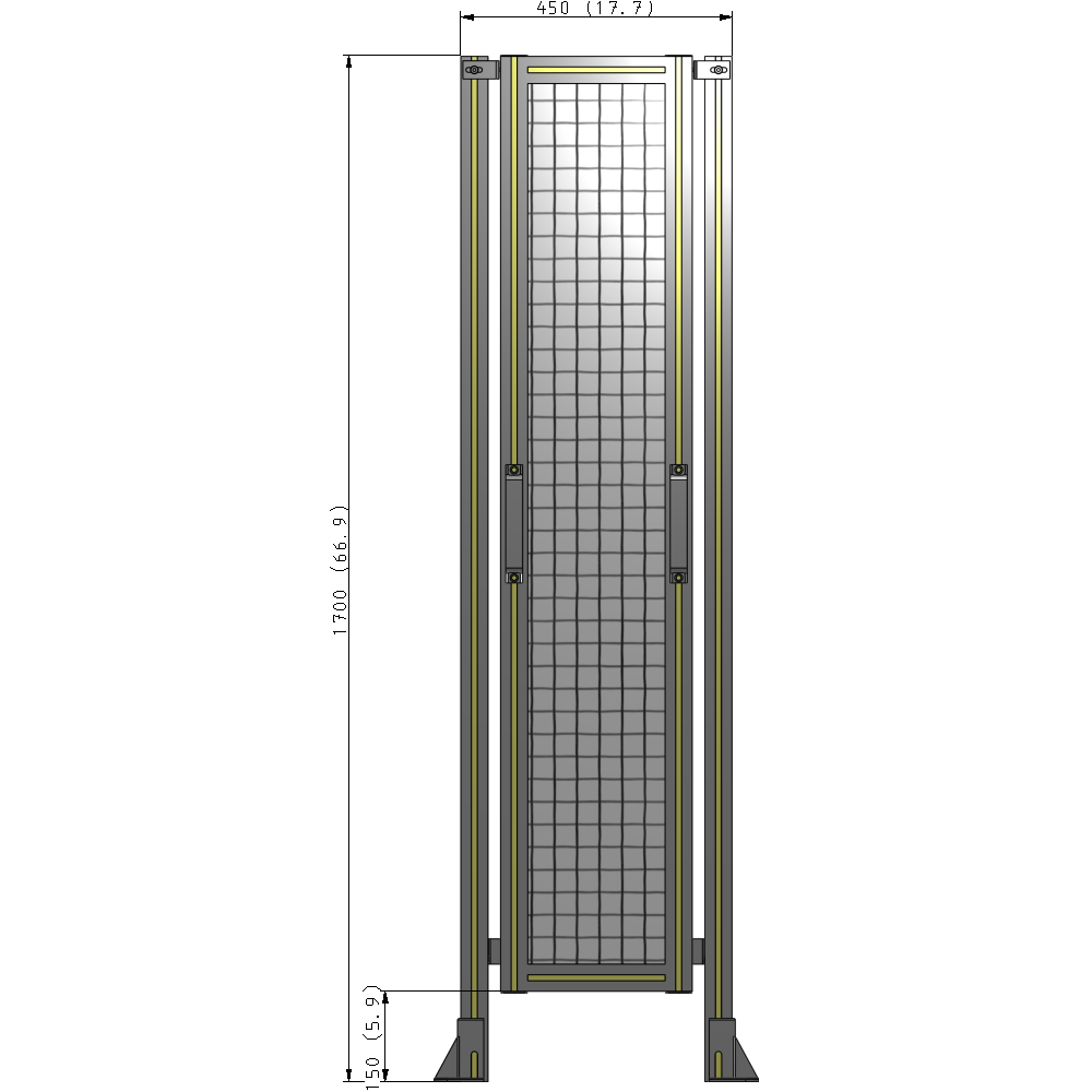 E3-1700-0450-0150-GYMTA GUARDING PANEL 1700MM TALL X 450MM WIDE 1'' MESH