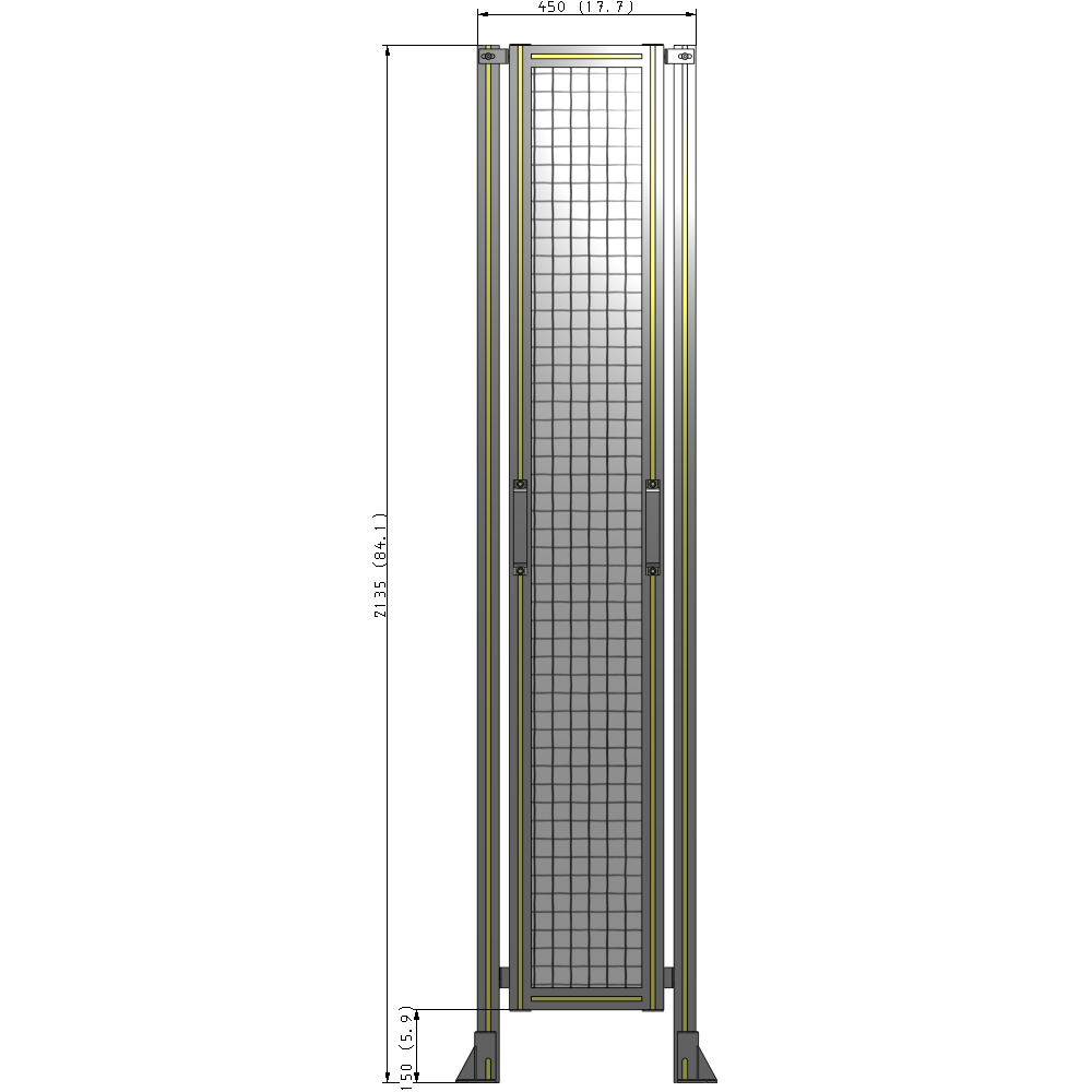 E3-2135-0450-0150-GYMTK GUARDING PANEL 2135MM TALL X 450MM WIDE 1'' MESH
