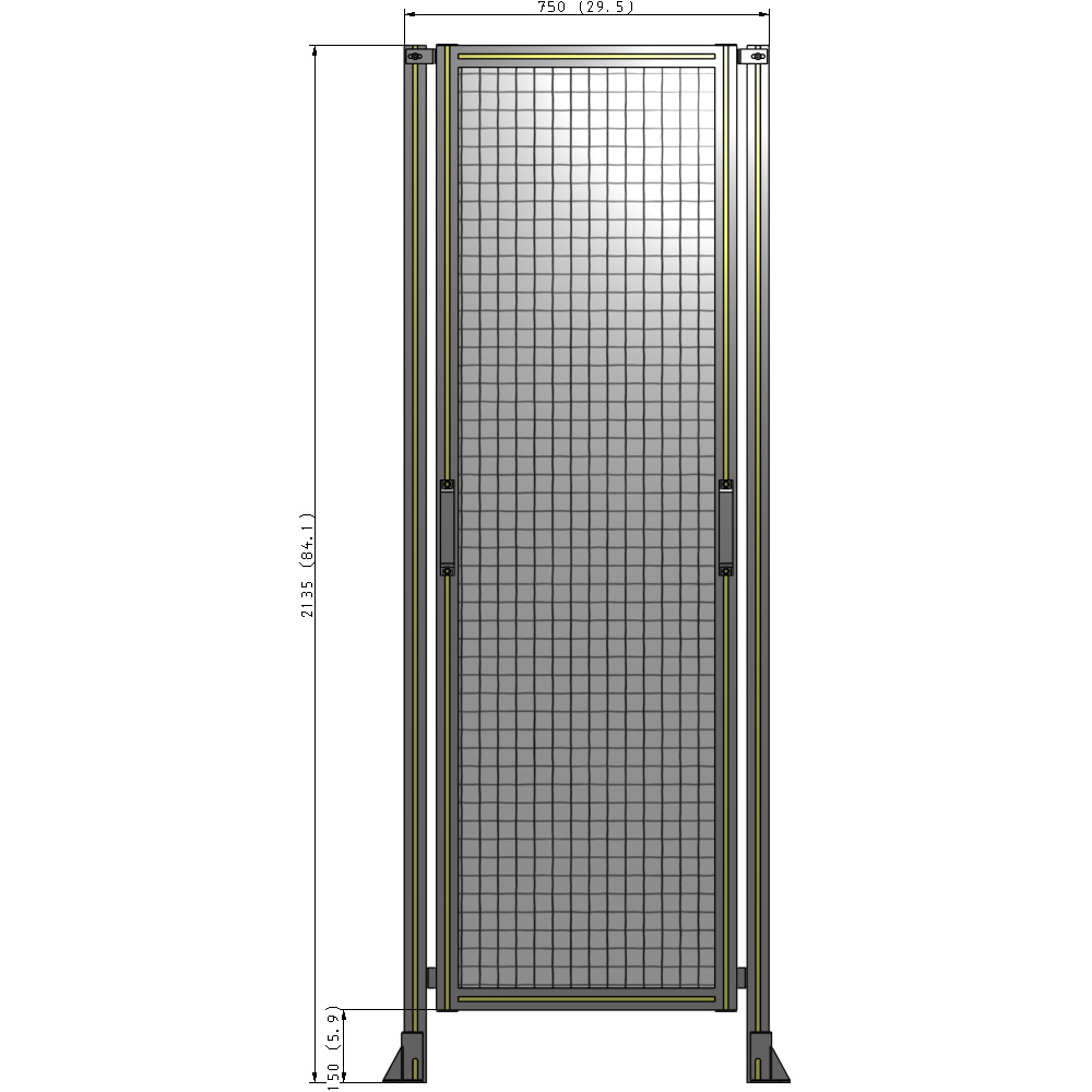 E3-2135-0750-0150-GYMTA GUARDING PANEL 2135MM TALL X 750MM WIDE 1'' MESH