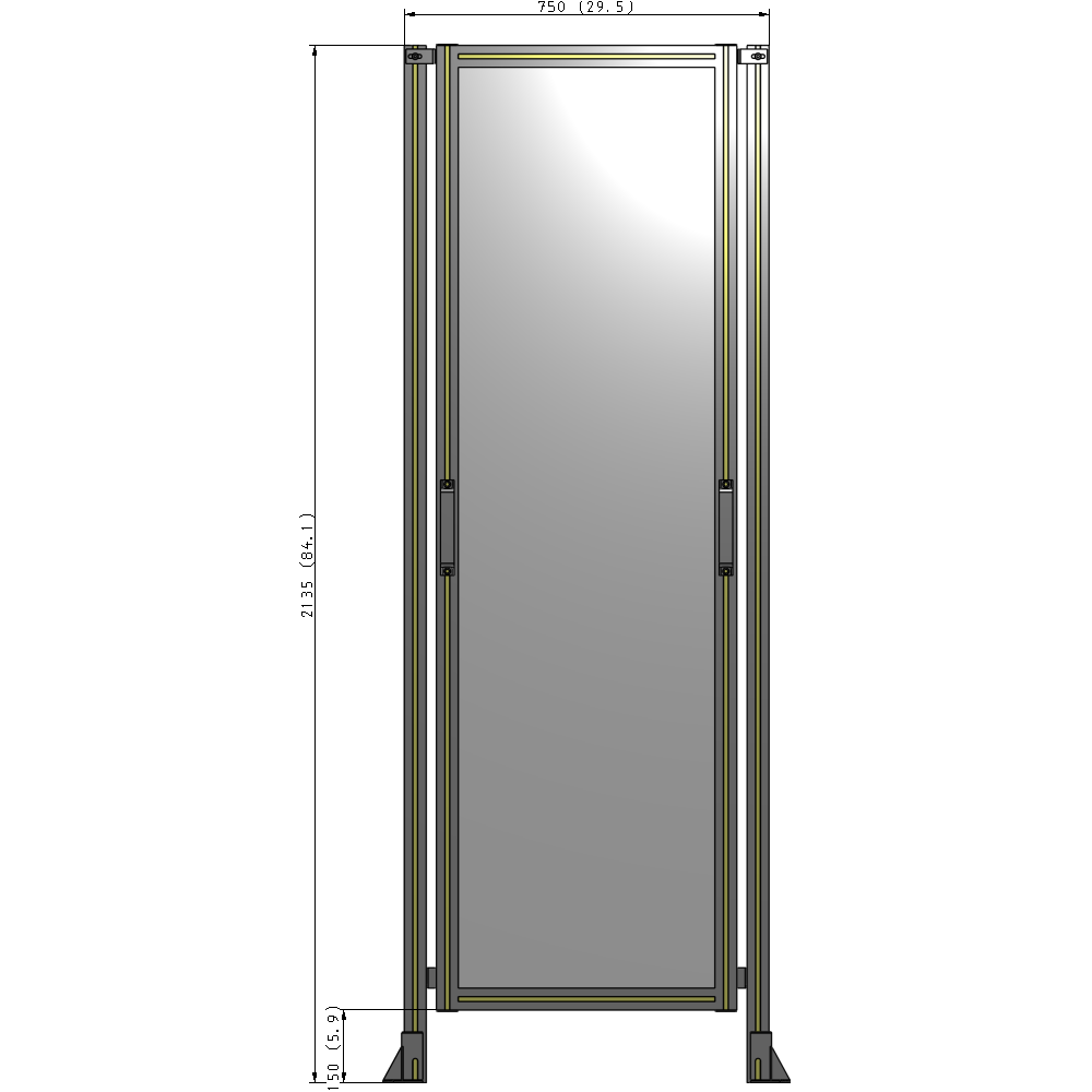 E3-2135-0750-0150-GYPTK GUARDING PANEL 2135MM TALL X 750MM WIDE 1/4'' POLYCARBONATE