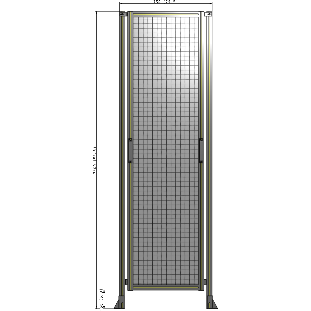 E3-2400-0750-0150-GYMTA GUARDING PANEL 2400MM TALL X 750MM WIDE 1'' MESH