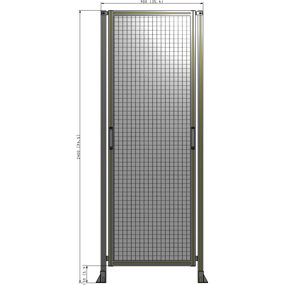 E3-2400-0900-0150-GYMTA GUARDING PANEL 2400MM TALL X 900MM WIDE 1'' MESH