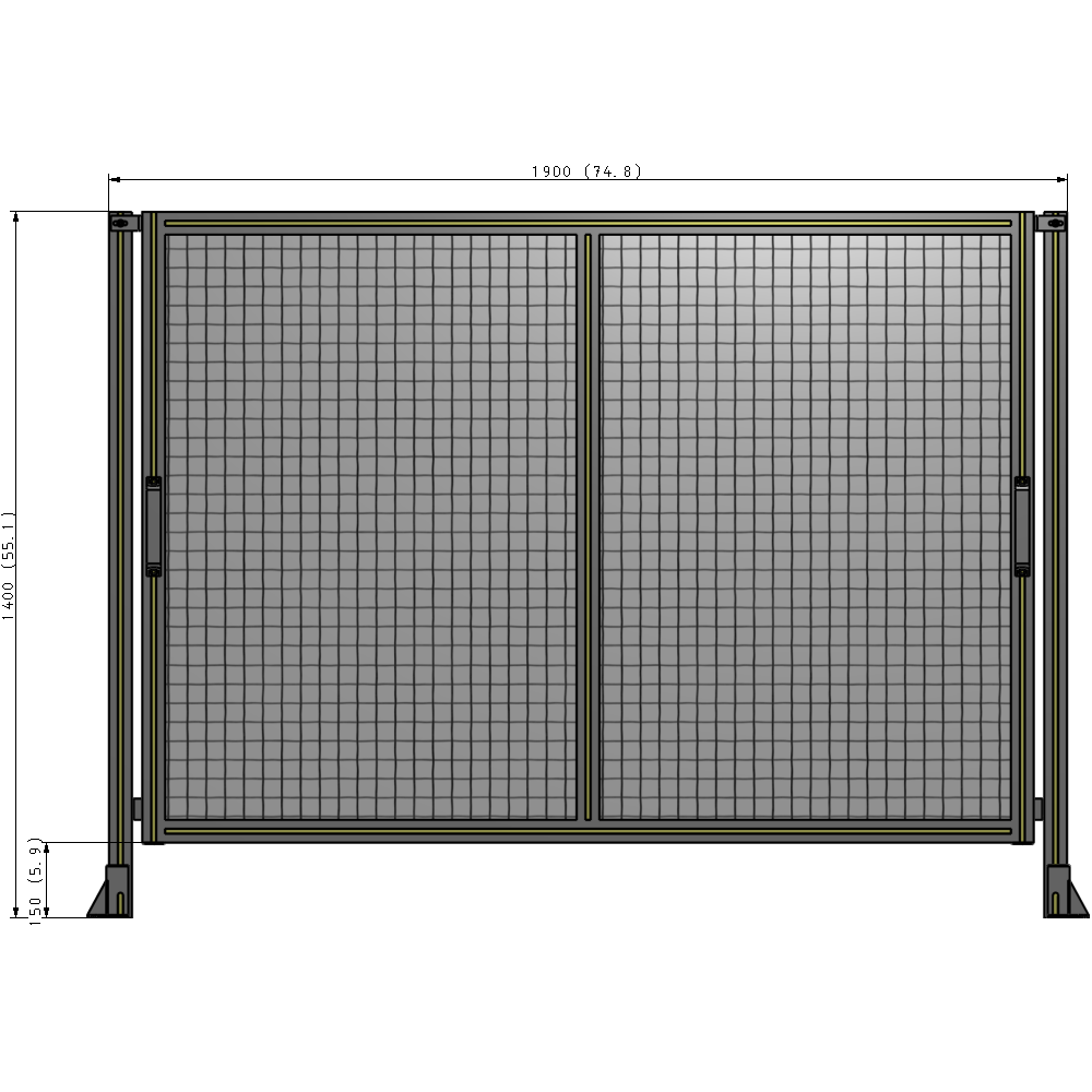E4-1400-1900-0150-GYMTA GUARDING PANEL 1400MM TALL X 1900MM WIDE 1'' MESH