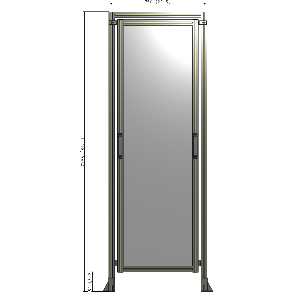E5-2135-0750-0150-GYPTA GUARDING PANEL 2135MM TALL X 750MM WIDE 1/4'' POLYCARBONATE