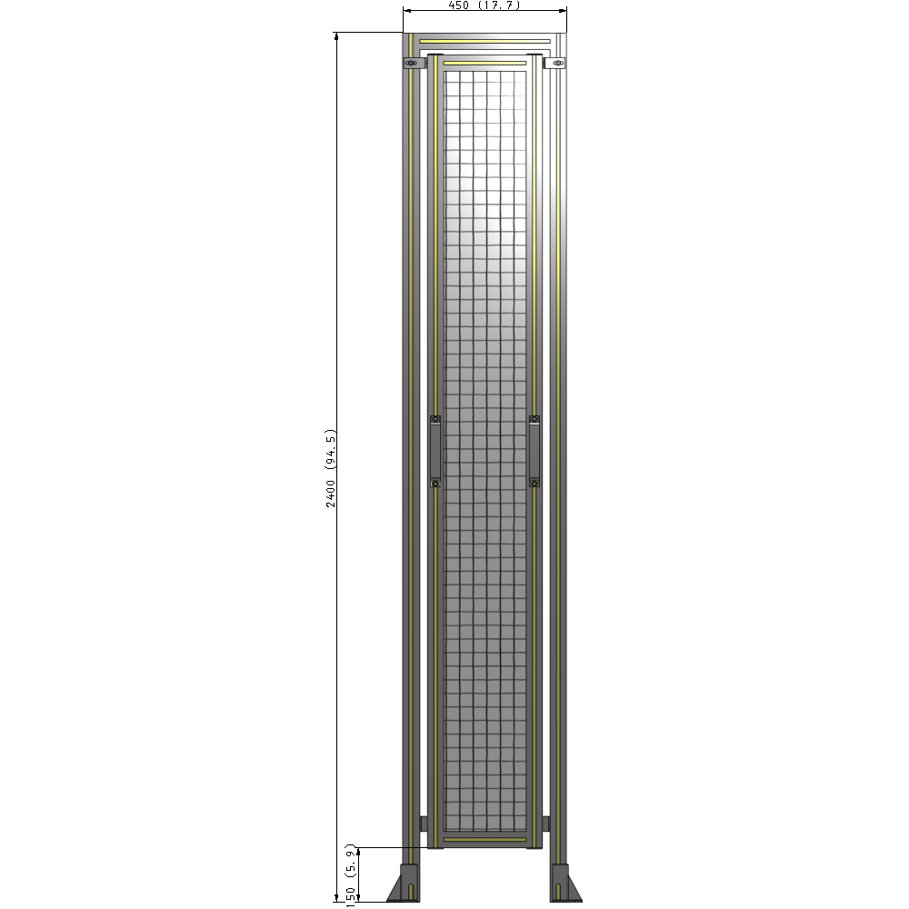 E5-2400-0450-0150-GYMTA GUARDING PANEL 2400MM TALL X 450MM WIDE 1'' MESH