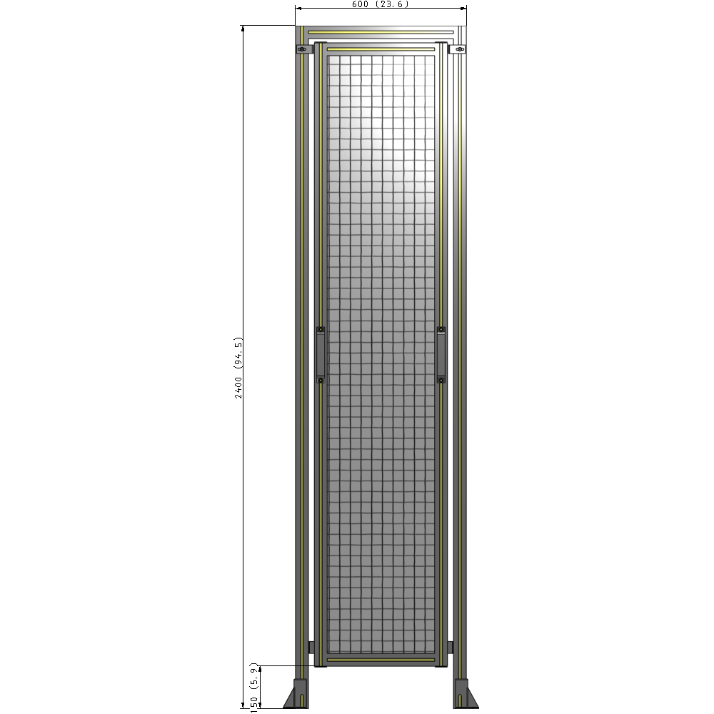 E5-2400-0600-0150-GYMTA GUARDING PANEL 2400MM TALL X 600MM WIDE 1'' MESH