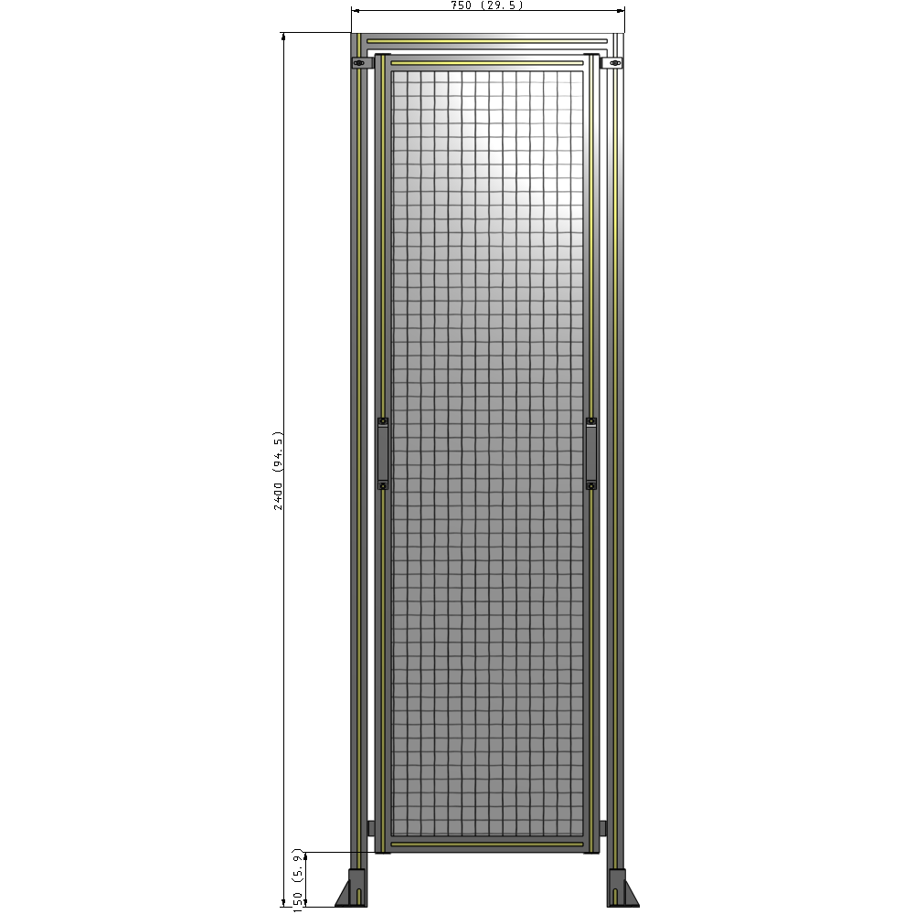 E5-2400-0750-0150-GYMTA GUARDING PANEL 2400MM TALL X 750MM WIDE 1'' MESH