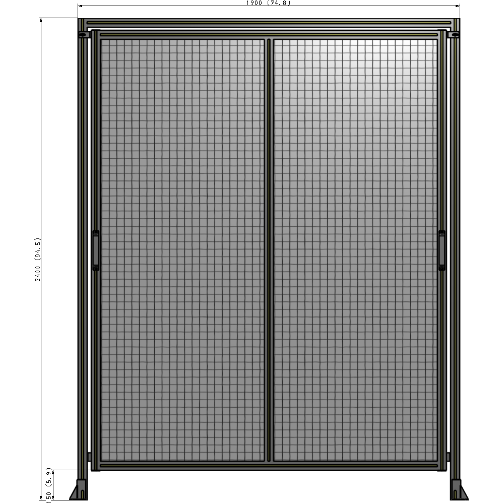 E6-2400-1900-0150-GYMTA GUARDING PANEL 2400MM TALL X 1900MM WIDE 1'' MESH