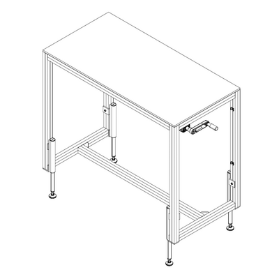 MANUAL ADJUSTABLE HEIGHT INDUSTRIAL TABLE 610MM X 1220MM TOP, 1001MM-1151MM HEIGHT