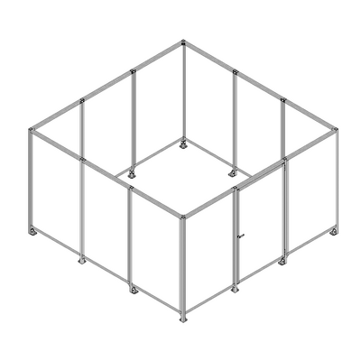 ROBOTIC PERIMETER INDUSTRIAL GUARDING PREMADE CELL, 1/4&quot; CLEAR POLYCARBONATE, 12&#39;X12&#39;