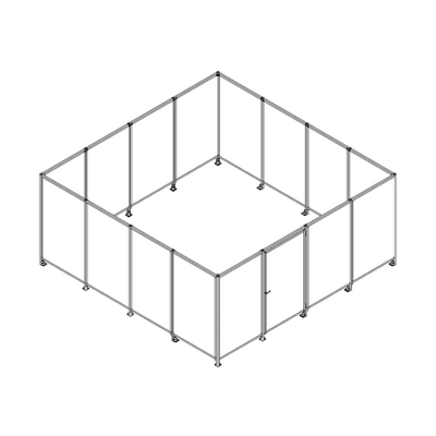 ROBOTIC PERIMETER INDUSTRIAL GUARDING PREMADE CELL, 1/4&quot; CLEAR POLYCARBONATE, 16&#39;X16&#39;