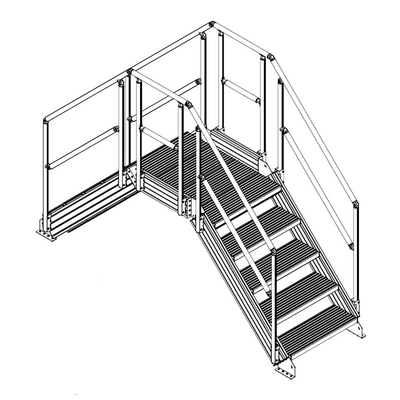STAIRS &amp; CROSSOVER - 45-DEG STAIRS X 1040 PLATFORM X 735 WIDE X 965 CLEARANCE
