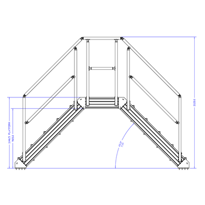M-10353-45-1040-0735-0965-XX STAIRS & CROSSOVER - 45-DEG STAIRS X 1040 PLATFORM X 735 WIDE X 965 CLEARANCE