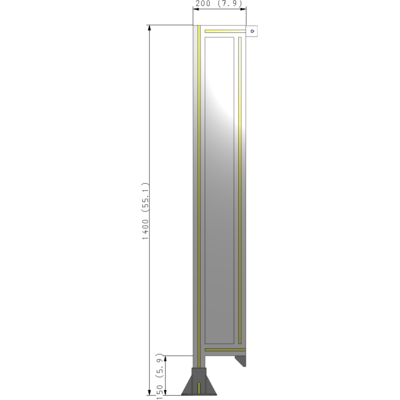 A1-1400-0200-0150-TYPFK GUARDING PANEL 1400MM TALL X 200MM WIDE 1/4'' POLYCARBONATE