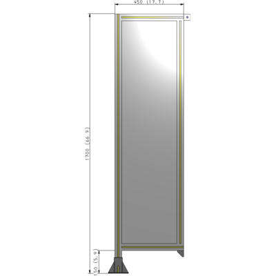 A1-1700-0450-0150-TYPFK GUARDING PANEL 1700MM TALL X 450MM WIDE 1/4'' POLYCARBONATE