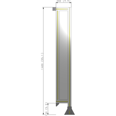 A2-1400-0200-0150-TYPFK GUARDING PANEL 1400MM TALL X 200MM WIDE 1/4'' POLYCARBONATE