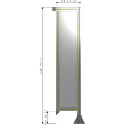 A2-1400-0300-0150-TYPFK GUARDING PANEL 1400MM TALL X 300MM WIDE 1/4'' POLYCARBONATE