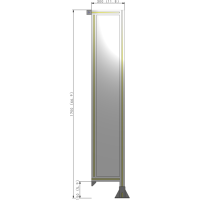A2-1700-0300-0150-TYPFK GUARDING PANEL 1700MM TALL X 300MM WIDE 1/4'' POLYCARBONATE