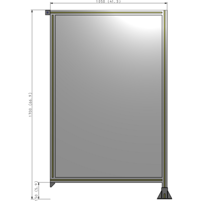 A2-1700-1050-0150-TYPFK GUARDING PANEL 1700MM TALL X 1050MM WIDE 1/4'' POLYCARBONATE