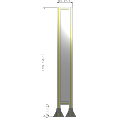 A3-1400-0200-0150-ZYPFA GUARDING PANEL 1400MM TALL X 200MM WIDE 1/4'' POLYCARBONATE