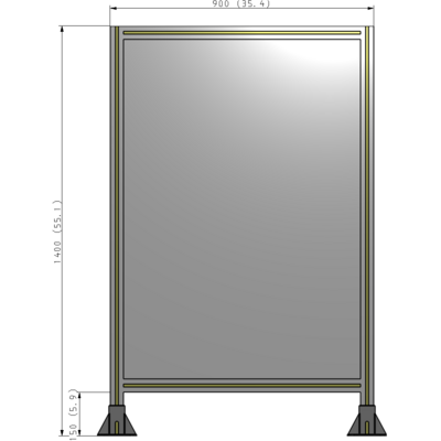 A3-1400-0900-0150-ZYPFA GUARDING PANEL 1400MM TALL X 900MM WIDE 1/4'' POLYCARBONATE