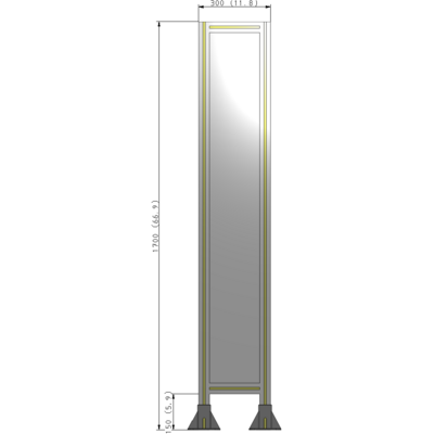 A3-1700-0300-0150-ZYPFA GUARDING PANEL 1700MM TALL X 300MM WIDE 1/4'' POLYCARBONATE