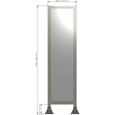 A3-1700-0450-0150-ZYPFA GUARDING PANEL 1700MM TALL X 450MM WIDE 1/4'' POLYCARBONATE