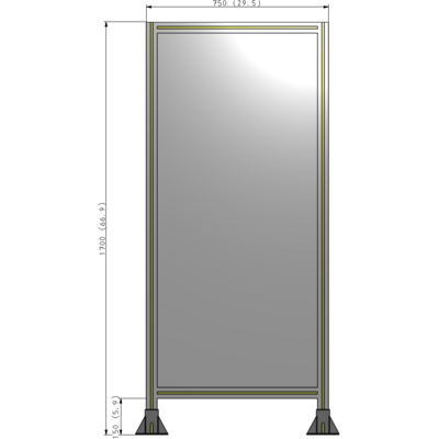 A3-1700-0750-0150-ZYPFA GUARDING PANEL 1700MM TALL X 750MM WIDE 1/4'' POLYCARBONATE