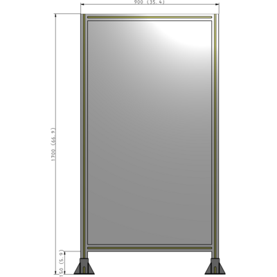A3-1700-0900-0150-ZYPFA GUARDING PANEL 1700MM TALL X 900MM WIDE 1/4'' POLYCARBONATE