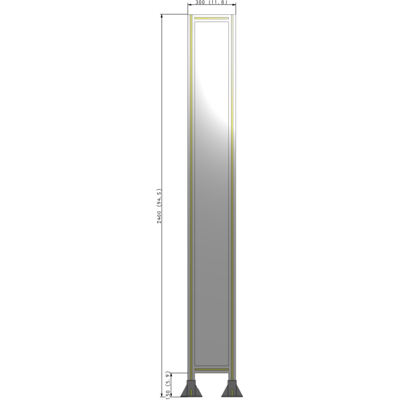 A3-2400-0300-0150-ZYPFK GUARDING PANEL 2400MM TALL X 300MM WIDE 1/4'' POLYCARBONATE